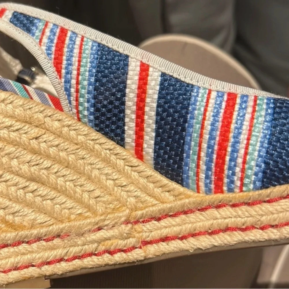 Tommy Hilfiger Striped Espadrille Wedge Sandals | Size 9